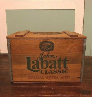 Vintage John Labatt Ltd Classic Canadian Beer Lager Wooden Case Box Advertising