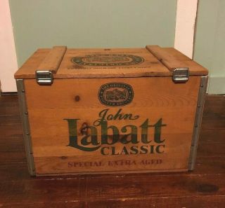 Vintage John Labatt LTD Classic Canadian Beer Lager Wooden Case Box Advertising 2