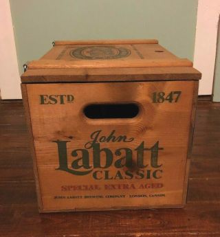 Vintage John Labatt LTD Classic Canadian Beer Lager Wooden Case Box Advertising 3