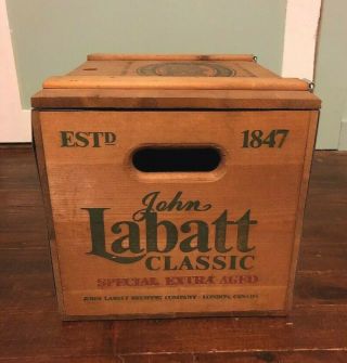 Vintage John Labatt LTD Classic Canadian Beer Lager Wooden Case Box Advertising 4