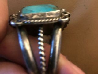 Navajo Vintage Silver Cuff Bracelet W Large Turquoise Stone 8