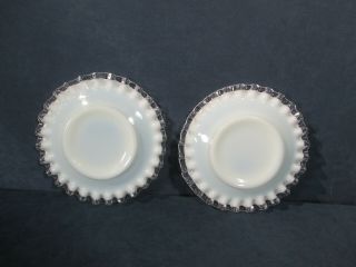 Fenton Silver Crest Plates Bread Desset White Milkglass Ruffled Vtg Set of 8 3