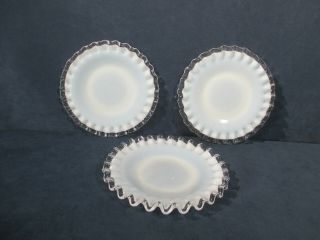 Fenton Silver Crest Plates Bread Desset White Milkglass Ruffled Vtg Set of 8 4