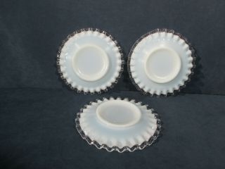 Fenton Silver Crest Plates Bread Desset White Milkglass Ruffled Vtg Set of 8 5