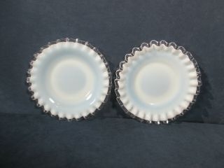 Fenton Silver Crest Plates Bread Desset White Milkglass Ruffled Vtg Set of 8 6