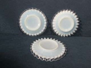 Fenton Silver Crest Plates Bread Desset White Milkglass Ruffled Vtg Set of 8 7