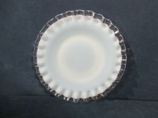 Fenton Silver Crest Plates Bread Desset White Milkglass Ruffled Vtg Set of 8 8