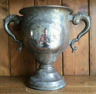 Vintage Large Silver Plate Horse Trophy Trophies Loving Cup Trophy
