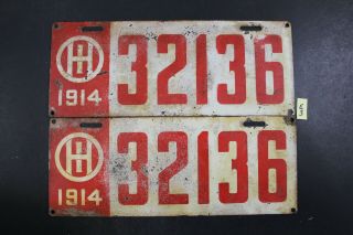 Vintage 1914 Ohio License Plate 32136 Pair (e3