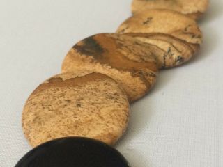 Vintage Petrified Wood? Discs Necklace w 14K Gold Clasp 4