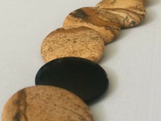 Vintage Petrified Wood? Discs Necklace w 14K Gold Clasp 5