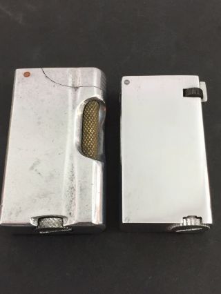 2 Vintage Aluminum Pocket Lighters - One With Roller Bar Mechanism