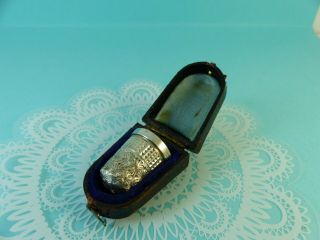 Antique Sterling Silver Thimble Sewing Birmingham 1912 Box