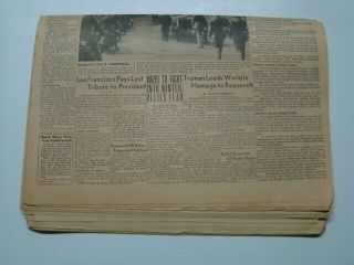 April 15 1945 WWII FDR Funeral San Francisco Examiner Sunday Newspaper & Comics 5