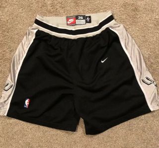 Vtg Authentic Nike San Antonio Spurs Black Game Shorts Size 36