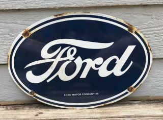 1958 Ford Porcelain Sign Oil Gas Vintage Performance Parts Pump Plate