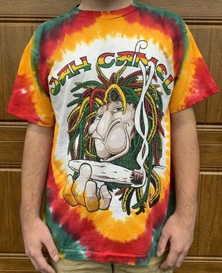 Vintage Jah Camel 420 Marijuana T Shirt Joe 90s Tie Dye Large Usa Made All Over