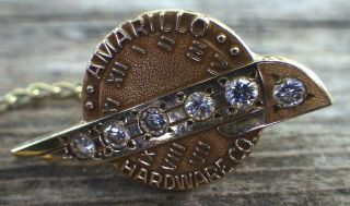 Vintage Amarillo Hardware Co.  10K Gold & Diamond Service Tie Pin; Tie Tack 2