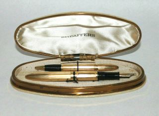Vintage Sheaffer Fountain Pen Pencil Set 1/10 14k Gf W/ Box For Restoration