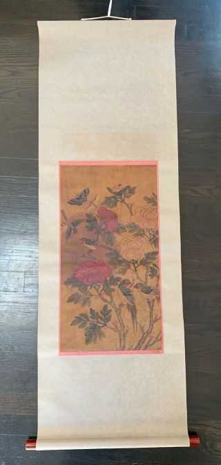 Vintage Korean Scroll With Birds And Flowers (2)