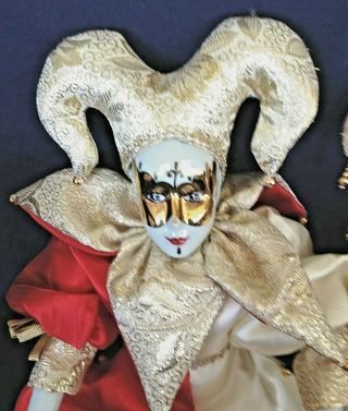 Vintage 70s / 80s Royal Harlequin Jester Porcelain Dolls