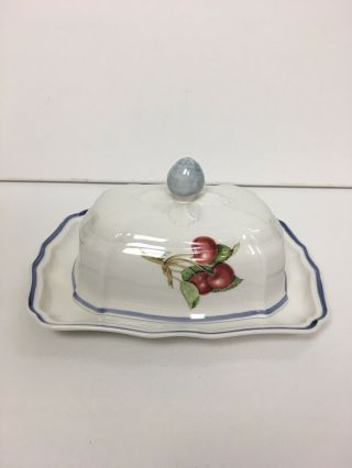 Villeroy And Boch Cottage Covered Butter Dish Euc Rare Blueberries Cherries