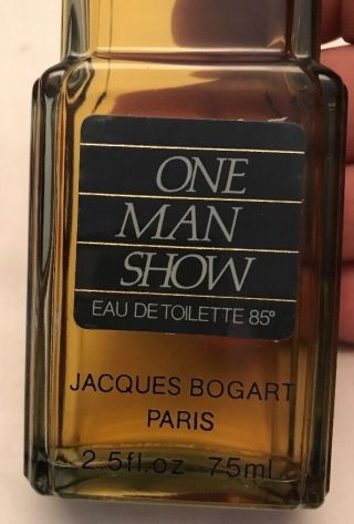 Vintage One Man Show Eau De Toilette 2.  5 Oz.  75ml Jacques Bogart Paris RARE HTF 3