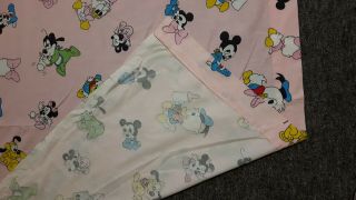 Vintage Disney Curtain Baby Donald Mickey Minnie Cotton Fabric Pink Rare 6