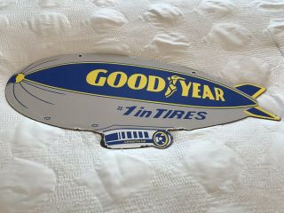 VINTAGE GOODYEAR TIRES PORCELAIN SIGN,  BLIMP,  SERVICE STATION,  GAS,  OIL,  TYRES 12