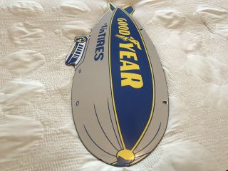 VINTAGE GOODYEAR TIRES PORCELAIN SIGN,  BLIMP,  SERVICE STATION,  GAS,  OIL,  TYRES 7