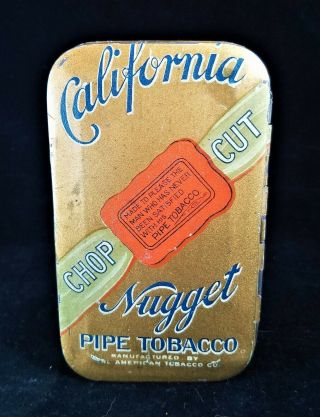Vintage California Nugget Chop Cut Flat Pocket Tobacco Tin Litho Maryland