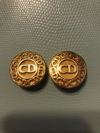 Vintage Christian Dior Clip On Earrings Cd Logo