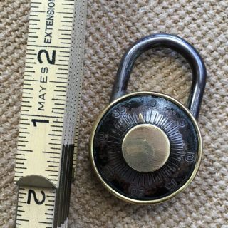 Vintage DUDLEY Brass Combination Padlock Lock Patented 1920 Chicago W/ COMBO 6