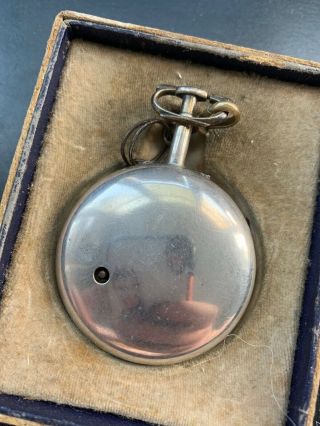 VINTAGE SOLID SILVER VERGE FUSEE POCKET WATCH PAIR CASE WITH KEY AND CASE 7