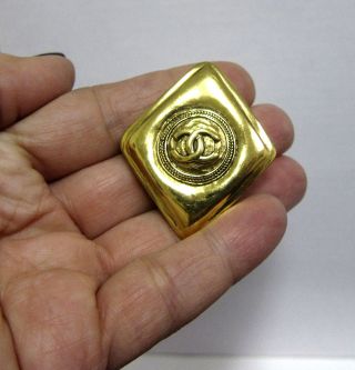 Authentic Chanel Vintage Cc Logos Brooch Pin Gold - Tone