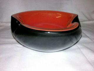 Vintage Mid Century Alfredo Barbini Murano Cased Black Orange Bowl Ashtray Italy 3