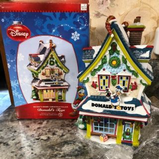 Rare Dept 56 Donald Duck Toy House Disney Mickey Merry Christmas Village Mib