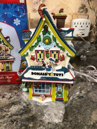 RARE Dept 56 Donald Duck Toy House Disney Mickey Merry Christmas Village MIB 2