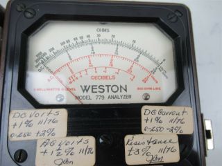 Vintage Weston Model 779 Analyzer Panel Multimeter Analog w/ Wooden Case 2