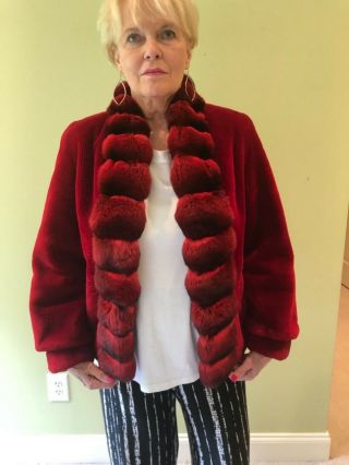 Vintage Red Mink Mink Jacket Small - Sheared Body With Full Collar