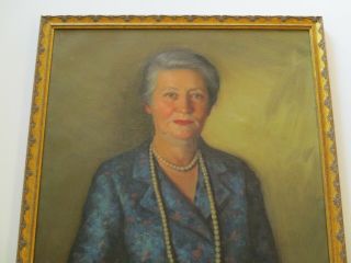 JACOB RICHARD PAINTING VINTAGE PORTRAIT WOMAN WITH PEARL NECKLACE 1950 ' S OIL 3