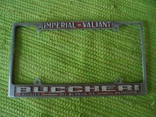 Vintage Buccheri Chrysler Plymouth Dealer License Plate Frame Mt Vernon Ny