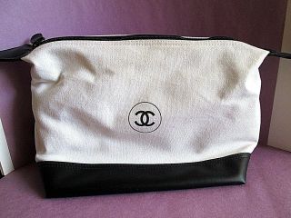 Chanel Cosmetic Bag Rare Vintage 1990s Cc Logo Handbag Purse Canvas Faux Leather
