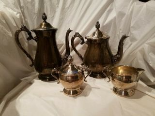 Vtg Newport By Gorham 4 Piece Tea Pot Set Silverplated