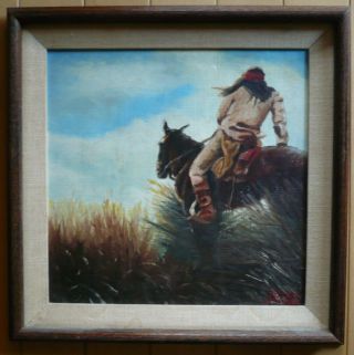 Gene Locklear,  Listed,  Horse Horseback Western Art Vintage Oil Impressionist