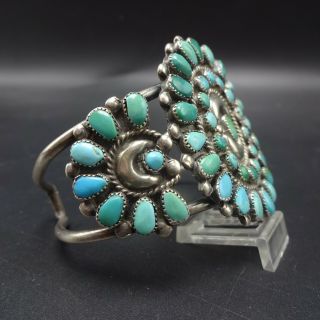 CLASSIC 1960s Vintage NAVAJO Sterling Silver TURQUOISE Cluster Cuff BRACELET 5