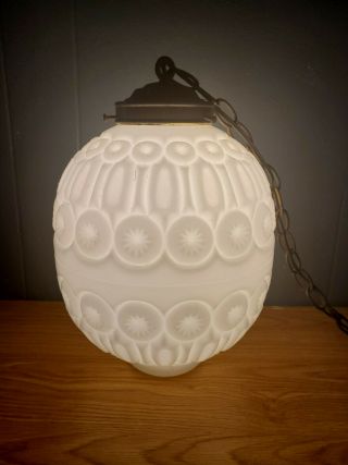 Vintage Milk Glass Swag Hanging Light Lamp Mid Century Antique 40s 50s