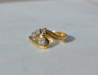 VINTAGE 14K SOLID GOLD NATURAL DIAMOND ENGAGEMENT RING SET - WEDDING SZ 4.  5 5