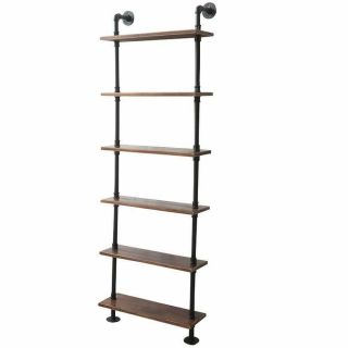 6 - Shelf Rustic Pipe Shelving Unit Shelving Vintage Industrial Pipe Wall Shelf