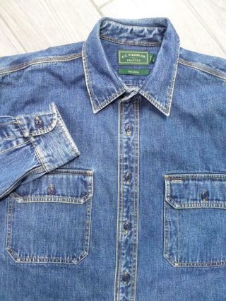 Vintage Filson Thick Rugged Denim Work Shirt Xl Blue Jean